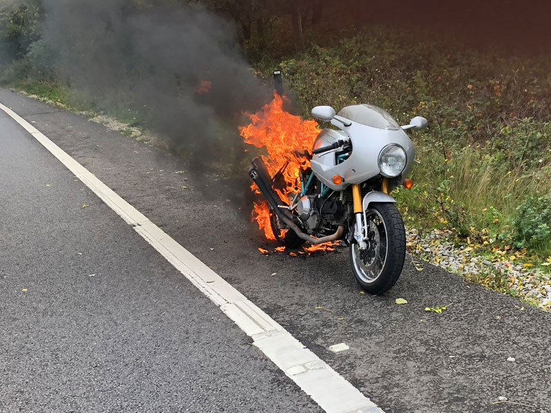 Ducati Paul Smart on fire